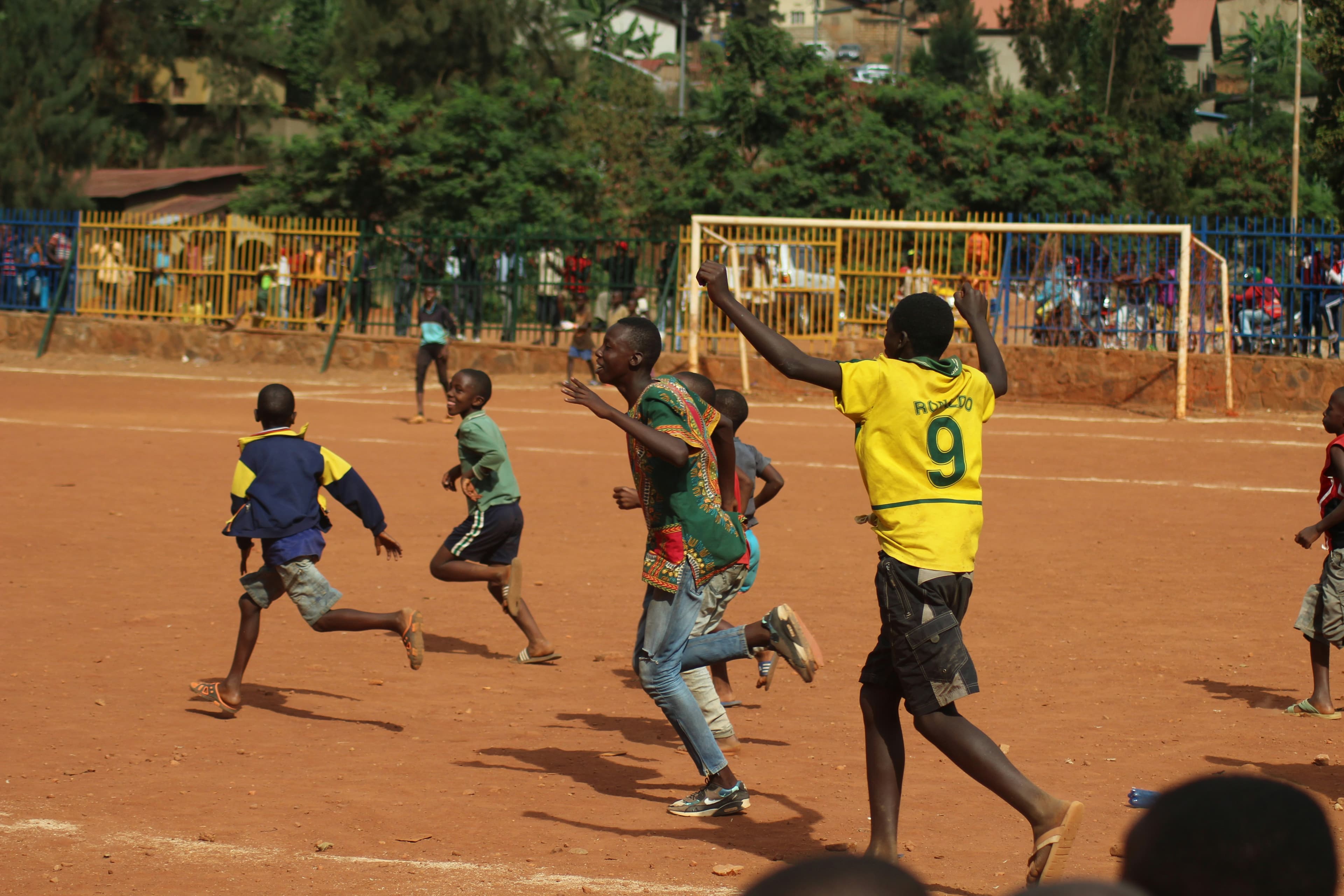 Kids in Africa playing soccer